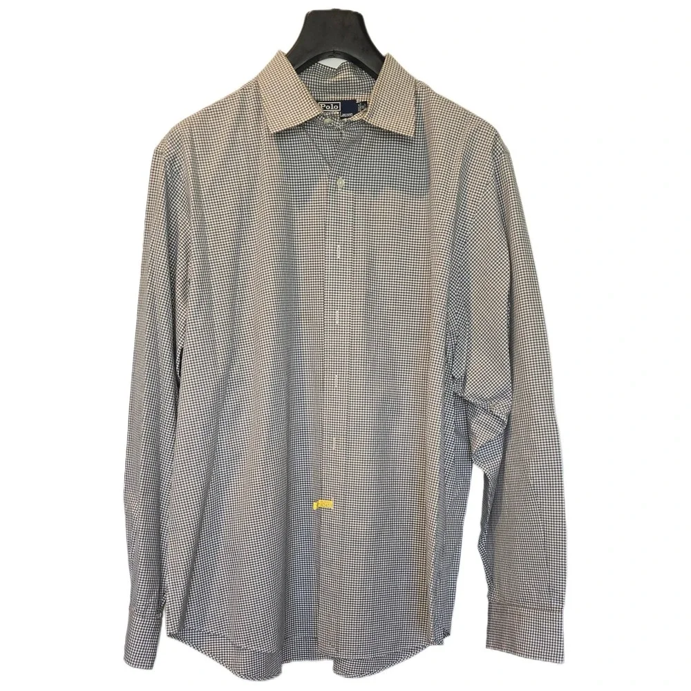 Polo Ralph Lauren Curham Classic Fit Gingham Shirt Mens 18 36/37 Blue White